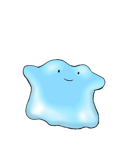 alternate_color animated animated_gif commentary creature ditto eevee full_body gen_1_pokemon jumping looking_at_viewer motion_lines no_humans pokemon pokemon_(creature) redjiggs shiny_pokemon smile solo standing star transformation transformed_ditto transparent_background