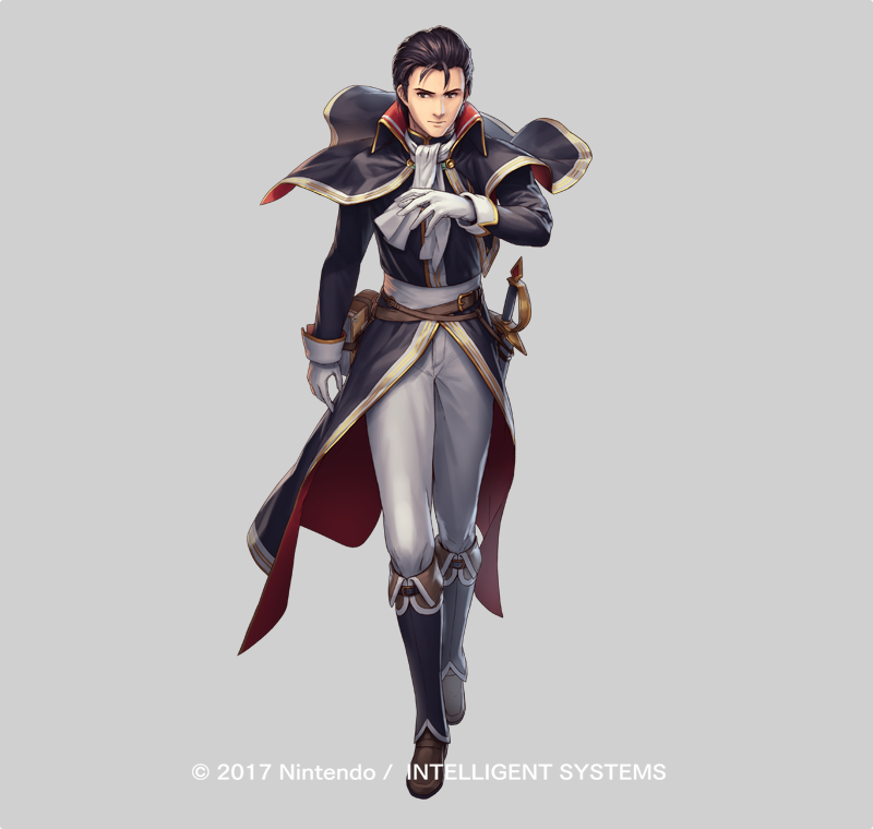 1boy black_hair book boots brown_eyes capelet company_name cuboon fire_emblem fire_emblem:_thracia_776 fire_emblem_heroes full_body gloves grey_background male_focus official_art reinhardt_(fire_emblem) simple_background solo sword weapon