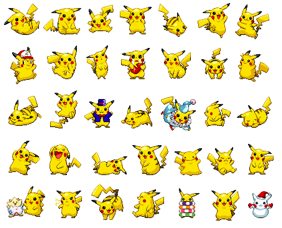 :d annotated baseball_cap blush_stickers commentary_request creature crying ditto full_body gen_1_pokemon gen_2_pokemon hat ketchup looking_at_viewer looking_to_the_side lying miu_(pixiv358902) no_humans on_side on_stomach one_eye_closed open_mouth pikachu pixel_art pokemon pokemon_(anime) pokemon_(creature) running santa_hat satoshi_(pokemon) satoshi_(pokemon)_(classic) simple_background smile snow_sculpture standing standing_on_one_leg togepi transformed_ditto white_background