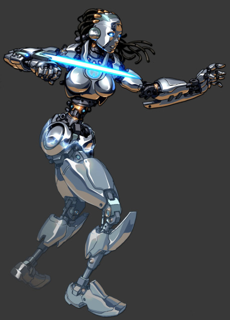 armor assassin blade blue_eyes cyborg energy_sword kongai kongai_(game) lightsaber machine robot starcraft sword terminator weapon zealot_weapon