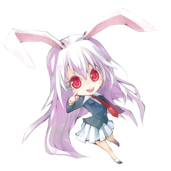 bad_id blazer bunny_ears chibi koushi_rokushiro lavender_hair long_hair necktie pleated_skirt rabbit_ears red_eyes reisen_udongein_inaba skirt touhou