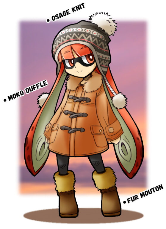 1girl arms_at_sides bangs black_hat black_legwear blunt_bangs boots bright_pupils brown_footwear closed_mouth coat eyebrows eyebrows_visible_through_hair fur_collar fur_trim hat inkling legs_apart long_hair orange_coat orange_eyes orange_hair pantyhose pocket pointy_ears pom_pom_(clothes) rascal shadow smile solo splatoon splatoon_1 standing suction_cups tentacle_hair very_long_hair