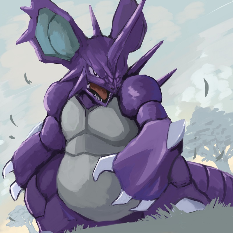 claws fang gen_1_pokemon horn horns nidoking no_humans pokemon pokemon_(creature) tesshii_(riza4828)