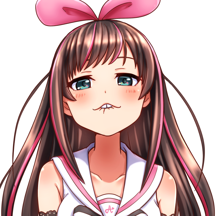 1girl a.i._channel aqua_eyes bangs bare_shoulders biting blush brown_hair collarbone facing_viewer hairband heart kizuna_ai kobamiso_(kobalt) lip_biting long_hair looking_at_viewer multicolored_hair pink_hair pink_hairband pink_ribbon ribbon sailor_collar school_uniform serafuku shirt simple_background sleeveless sleeveless_shirt solo straight_hair streaked_hair teeth two-tone_hair upper_body virtual_youtuber white_background white_sailor_collar white_shirt