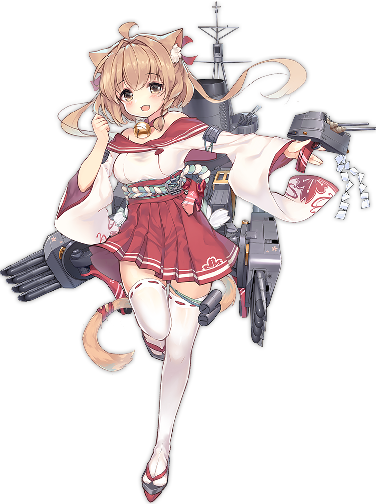 1girl :d ahoge anchor animal_ears azur_lane bangs bell blush braid cat_ears cat_tail eyebrows eyebrows_visible_through_hair floral_print full_body geta hair_between_eyes hair_intakes hair_ribbon high-waist_skirt jingle_bell leg_up light_brown_eyes light_brown_hair long_hair long_sleeves machinery michishio_(azur_lane) miniskirt off-shoulder_shirt off_shoulder official_art open_mouth palms pleated_skirt red_ribbon red_sailor_collar red_skirt ribbon ribbon-trimmed_clothes ribbon-trimmed_legwear ribbon_trim rope sailor_collar shimenawa shirt side_braid simple_background skirt smile solo standing standing_on_one_leg tachi-e tail thigh-highs thigh_strap torpedo torpedo_tubes transparent_background tsukimi_(xiaohuasan) turret two_side_up white_legwear white_shirt wide_sleeves zettai_ryouiki