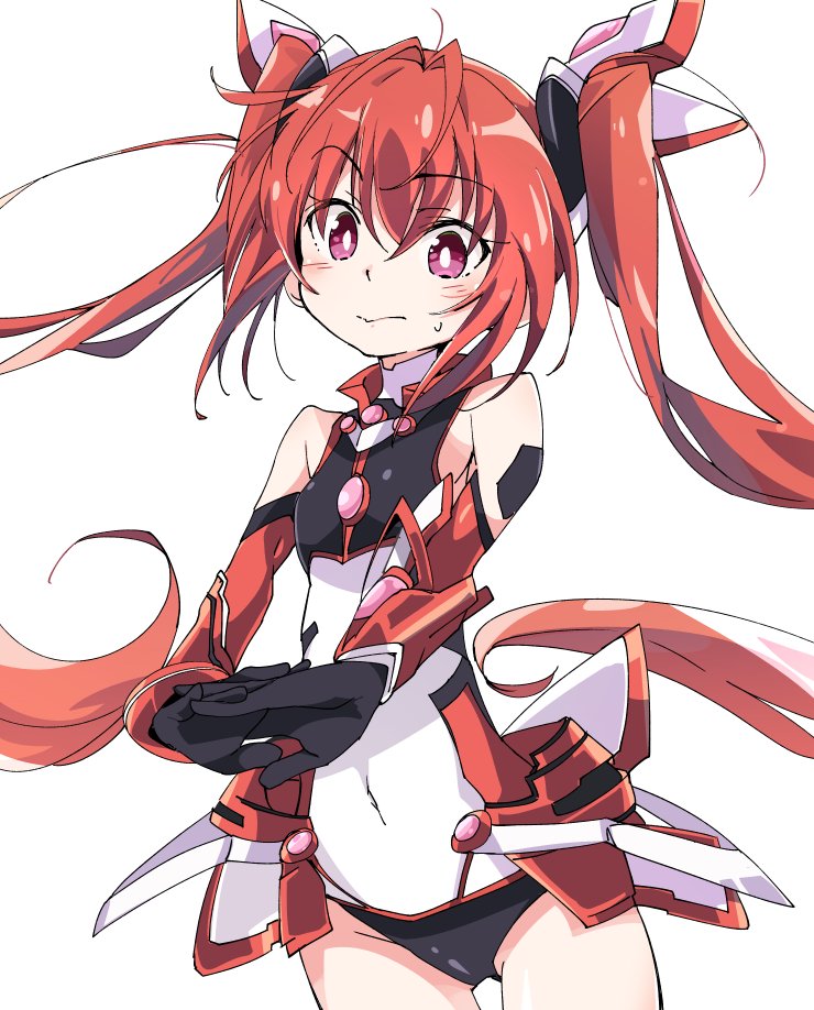 ixy leotard ore_twintail_ni_narimasu redhead tailred twintails violet_eyes white_background