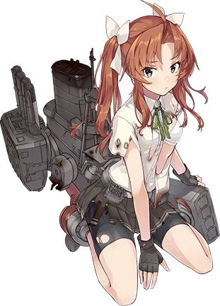 1girl bike_shorts fingerless_gloves gloves hair_ribbon kagerou_(kantai_collection) kantai_collection konishi_(koconatu) lowres machinery neck_ribbon official_art remodel_(kantai_collection) ribbon short_sleeves shorts_under_skirt torn_clothes torpedo torpedo_launcher torpedo_tubes twintails vest