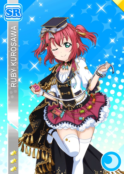 blush character_name dress kurosawa_ruby love_live!_school_idol_festival love_live!_sunshine!! pink_eyes short_hair smile wink