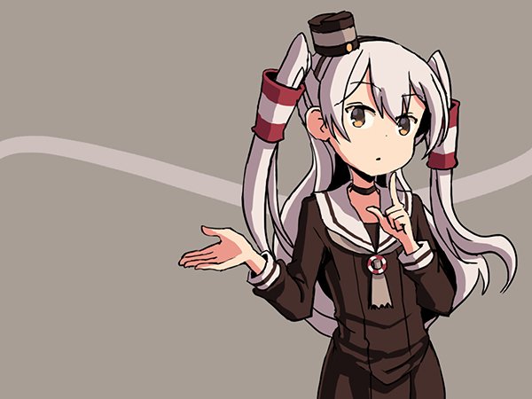 1girl :o adrian_ferrer amatsukaze_(kantai_collection) brown_eyes choker dress hair_tubes index_finger_raised kantai_collection lifebuoy sailor_dress silver_hair solo two_side_up upper_body