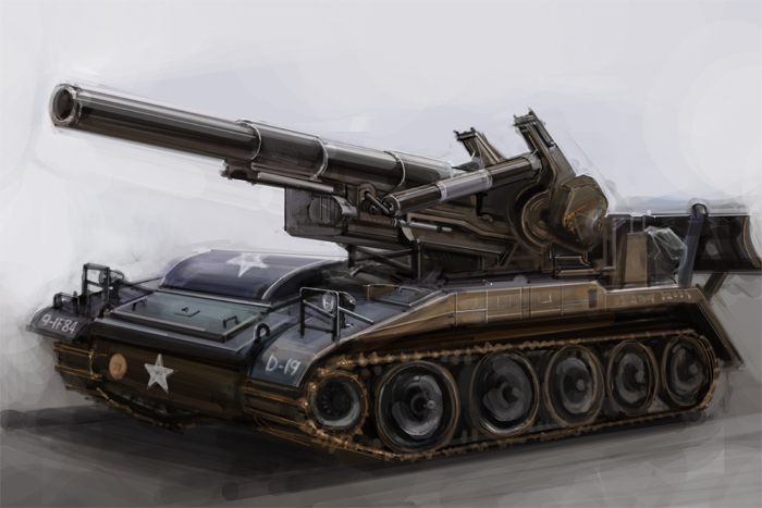 anti-materiel_rifle caterpillar_tracks derivative_work grey_background ground_vehicle gun m107_spg military military_vehicle motor_vehicle no_humans ohigetan original rifle self-propelled_gun sniper_rifle tank weapon