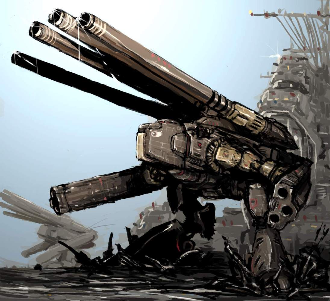 artillery cannon choujikuu_yousai_macross destroid macross macross:_do_you_remember_love? mecha monster_destroid moto_murabito oldschool science_fiction sdf-1 ship space_craft the_super_dimension_fortress_macross traditional_media walker