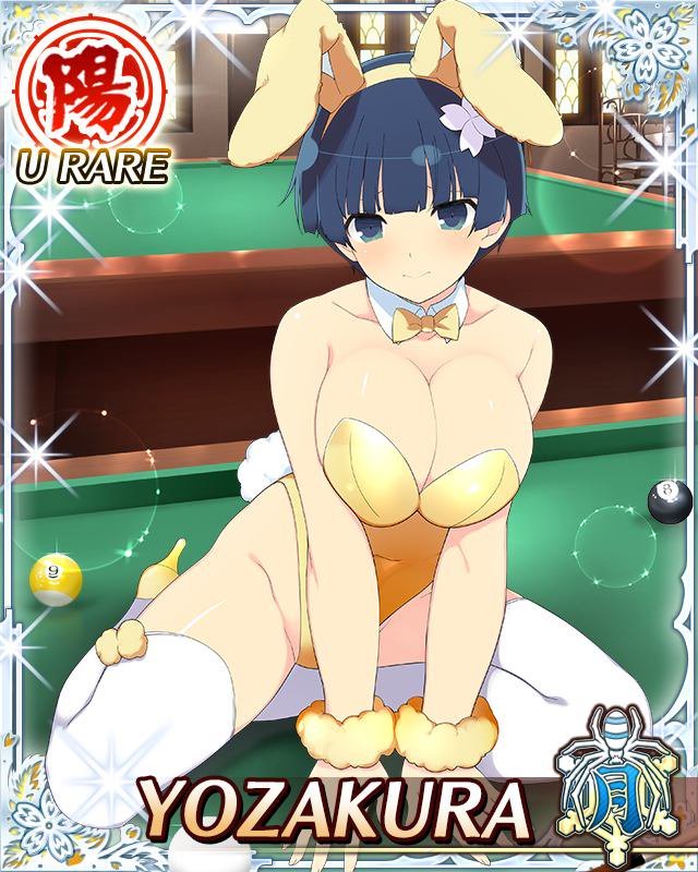 1girl animal_ears blue_eyes blue_hair breasts bunny_tail bunnysuit large_breasts rabbit_ears senran_kagura senran_kagura_(series) solo tail yaegashi_nan yozakura_(senran_kagura)