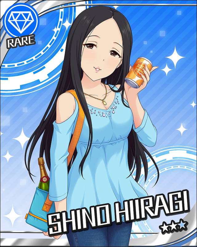 black_eyes black_hair blush character_name dress drink hiiragi_shino idolmaster idolmaster_cinderella_girls long_hair smile stars