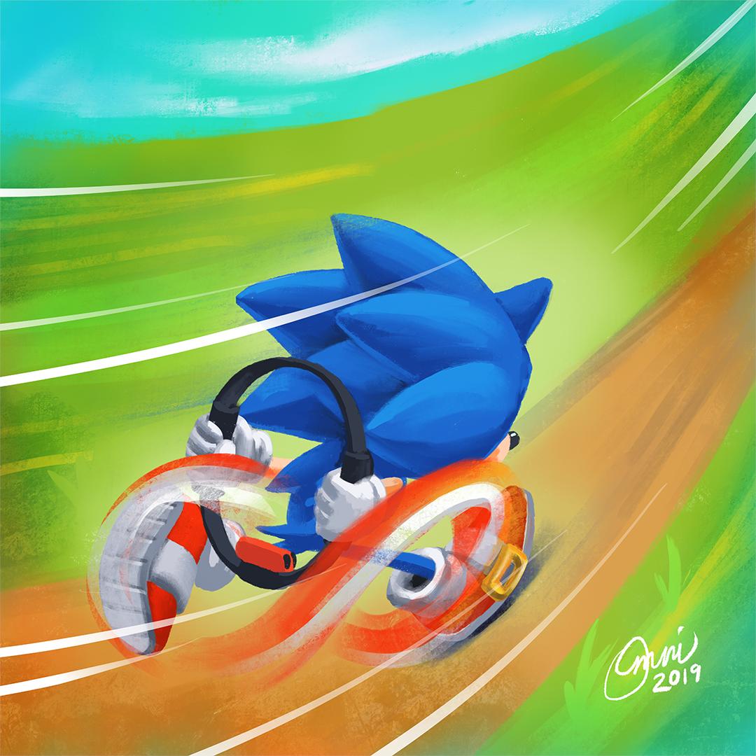 1boy 2019 animal english_commentary furry hedgehog hedgehog_ears joy-con male_focus nintendo no_humans omni_jacala red_footwear ring-con ring_fit_adventure running sega shoes signature sneakers sonic sonic_team sonic_the_hedgehog speed_lines