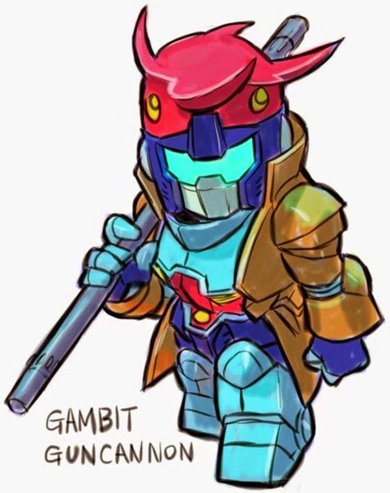 aburaya_tonbi gambit guncannon gundam marvel mecha x-men