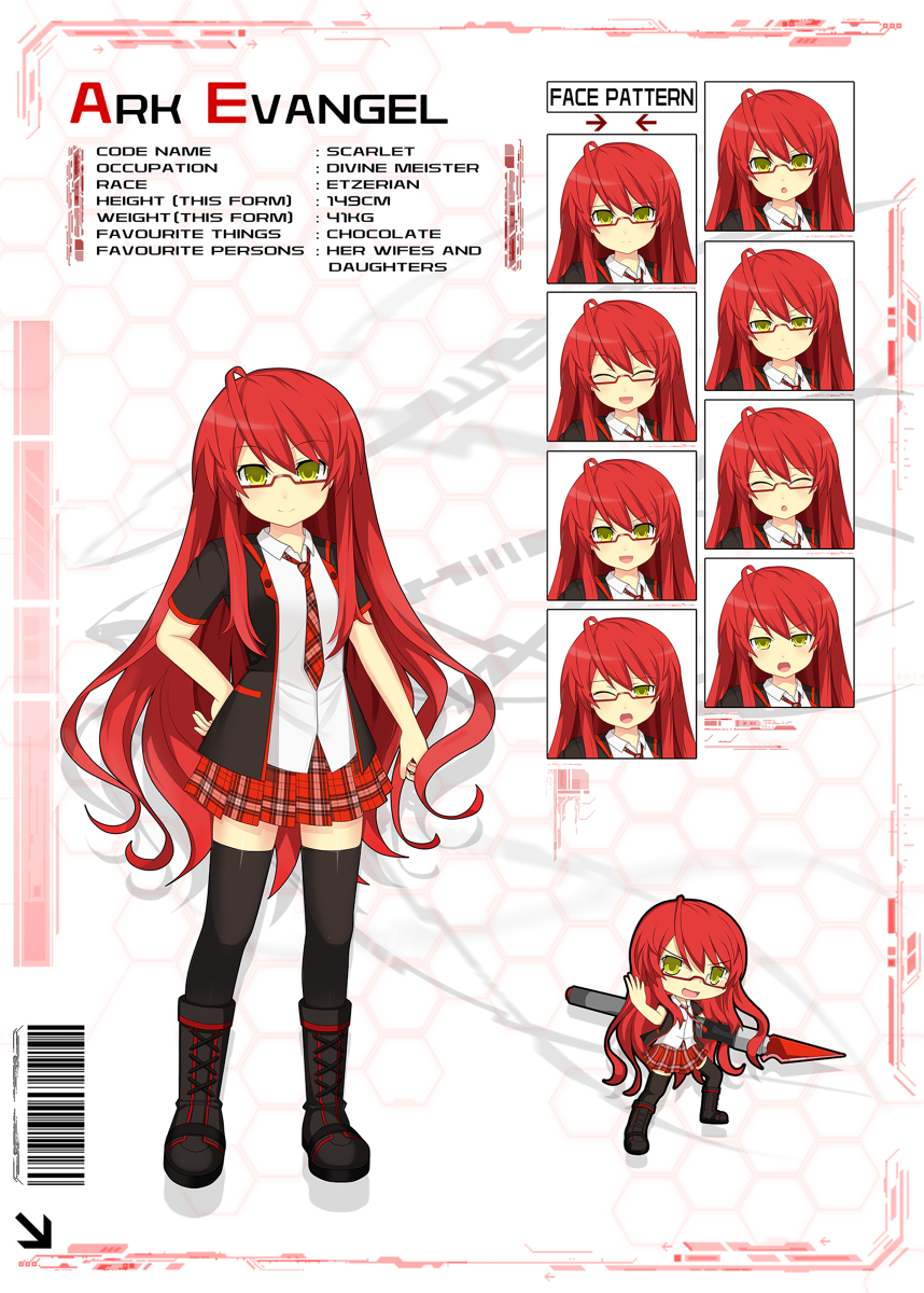 1girl boots character_sheet cross-laced_footwear expressions gabriel_evangel glasses highres long_hair non-web_source skirt tagme thighhighs yellow_eyes