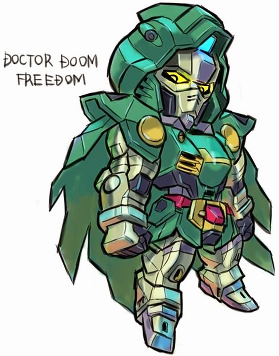 cloak doctor_doom fantastic_four freedom_gundam gundam gundam_seed marvel mecha