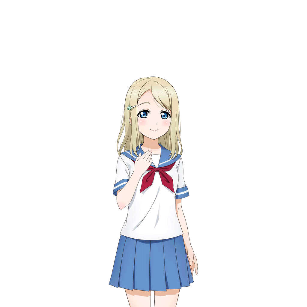 1girl artist_request ayase_arisa bangs blonde_hair blue_eyes blue_skirt blush closed_mouth hair_ornament hairclip long_hair looking_at_viewer love_live! love_live!_school_idol_festival love_live!_school_idol_project neckerchief official_art parted_bangs pleated_skirt school_uniform serafuku short_sleeves skirt smile solo