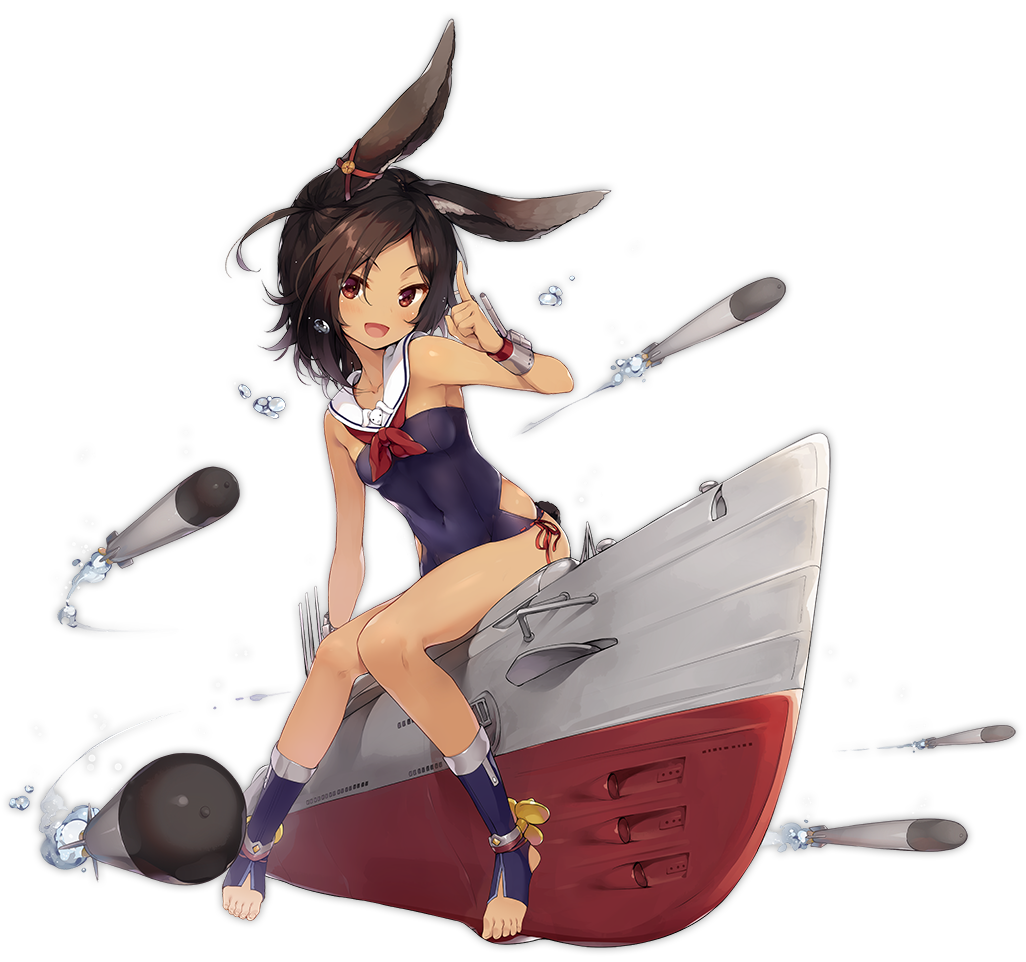 1girl :d azur_lane bangs bare_shoulders blush breasts brown_hair bubble collarbone covered_navel dark_skin eyebrows eyebrows_visible_through_hair eyes_visible_through_hair facing_away full_body hand_up hip_vent i-26_(azur_lane) index_finger_raised looking_at_viewer official_art one-piece_swimsuit open_mouth orange_eyes parted_bangs pigeon-toed purple_swimsuit red_neckwear ribbon-trimmed_clothes ribbon-trimmed_swimsuit ribbon_trim sailor_collar school_swimsuit senji_(tegone_spike) short_hair simple_background sitting small_breasts smile solo strapless strapless_swimsuit swimsuit tachi-e toeless_legwear torpedo transparent_background white_sailor_collar
