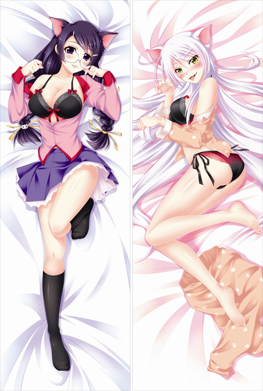 :3 :p animal_ears animal_print ass bakugadou barefoot bed_sheet black_bra black_hanekawa black_panties blush bra braid breasts cat_ears cat_print cleavage dakimakura dual_persona fang full_body glasses hair_ornament hairclip hanekawa_tsubasa large_breasts lingerie long_hair looking_at_viewer lying monogatari_(series) multiple_views nekomonogatari no_pants on_back on_side pajamas panties paw_pose print_pajamas purple_hair school_uniform skirt slit_pupils socks tongue tongue_out twin_braids underwear very_long_hair violet_eyes white_hair yellow_eyes