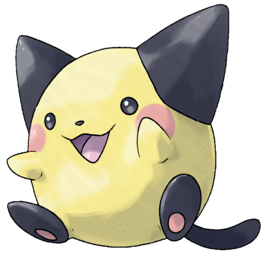 :d baby_pokemon beta_pokemon black_eyes blush blush_stickers commentary creature english_commentary etherealhaze full_body no_humans open_mouth pichu pokemon pokemon_(creature) pokemon_gsc_beta sitting smile solo tongue tongue_out transparent_background white_background