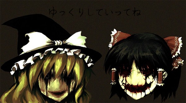 blood creepy gothic hakurei_reimu kirisame_marisa touhou yukkuri_shiteitte_ne