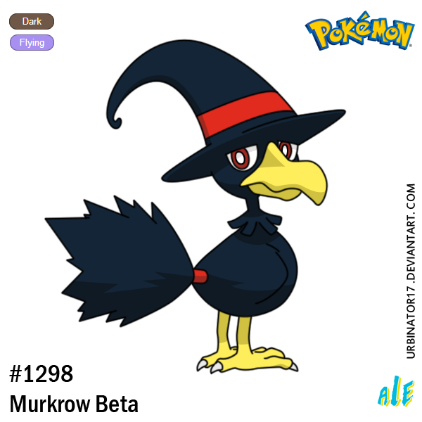 alejandro_urbina beta_pokemon bird brown_eyes character_name claws creature deviantart_username full_body logo looking_at_viewer looking_back murkrow_(beta) no_humans number pokemon pokemon_(creature) pokemon_gsc_beta signature solo transparent_background watermark web_address