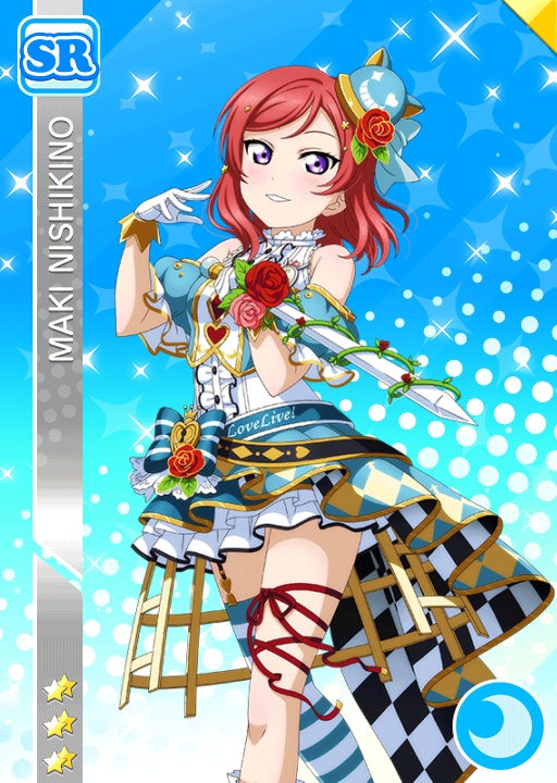 blush character_name dress love_live!_school_idol_festival love_live!_school_idol_project nishikino_maki redhead short_hair smile sword violet_eyes