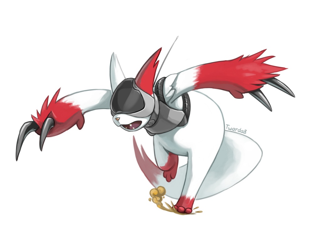 claws commentary commission creature deviantart_username english_commentary fangs full_body gen_3_pokemon helmet jewelry no_humans pendant pokemon pokemon_(creature) solo twarda8 zangoose