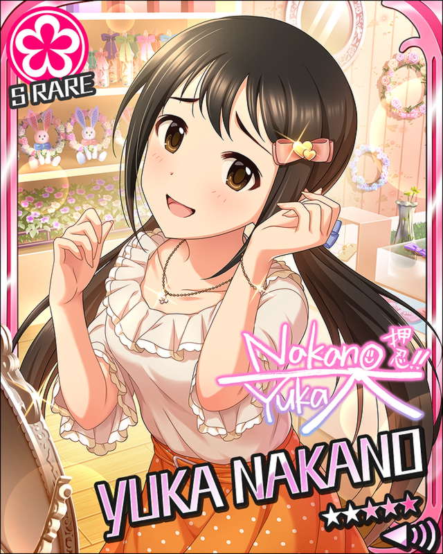 black_eyes black_hair blush character_name dress idolmaster idolmaster_cinderella_girls long_hair nakano_yuka smile stars twintails