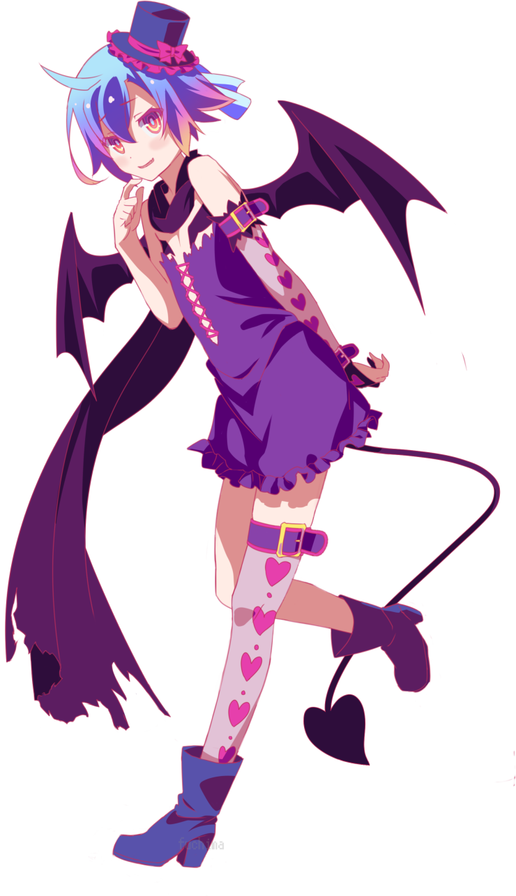 1boy ahoge blue_hair blush boots demon_tail demon_wings dress fuchima hat highres multicolored_hair no_game_no_life open_mouth plum_(no_game_no_life) scarf scratching_chin shoes short_hair solo tail trap wings yellow_eyes
