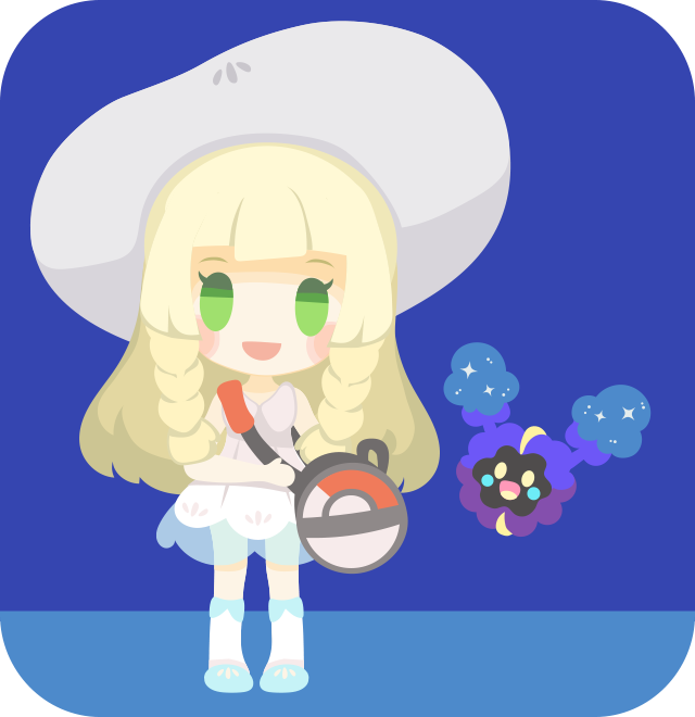 1girl :d bag bangs bare_arms bare_shoulders blonde_hair blue_footwear braid cosmog dress duffel_bag gen_7_pokemon green_eyes hat kneehighs legendary_pokemon lillie_(pokemon) looking_at_viewer open_mouth pokemon pokemon_(creature) pokemon_(game) pokemon_sm rizu_(rizunm) see-through shoes sleeveless sleeveless_dress smile standing sun_hat twin_braids white_dress white_hat white_legwear