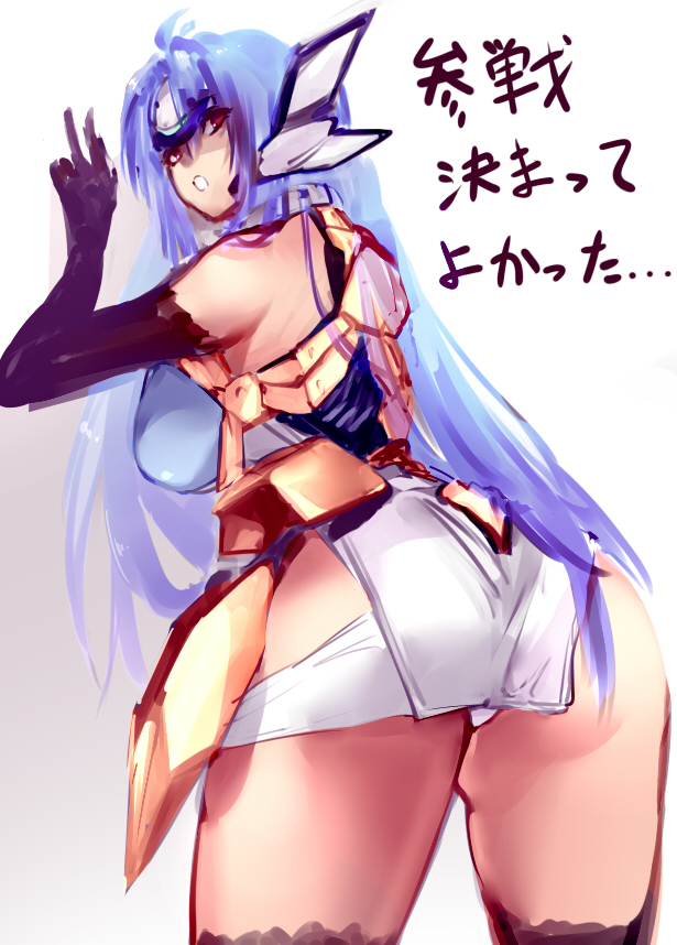 1girl animal_ears ass breasts commentary_request kos-mos long_hair negresco project_x_zone_2 solo thigh-highs xenosaga