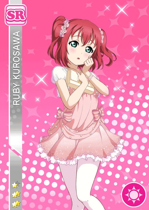 blush character_name dress green_eyes kurosawa_ruby love_live!_school_idol_festival love_live!_sunshine!! pink_hair short_hair twintails