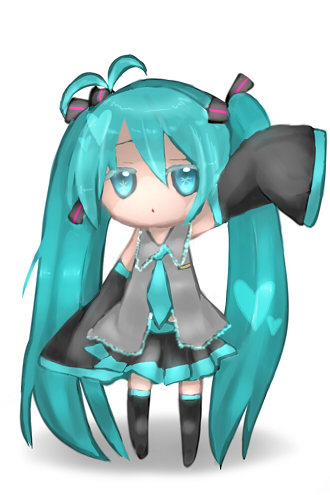 chibi hatsune_miku lowres super_deformed thighhighs twintails uiko vocaloid