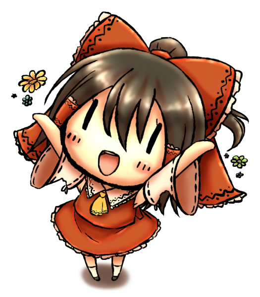 \o/ chibi hakurei_reimu outstretched_arms super_deformed touhou tsukuyomi_kakuya