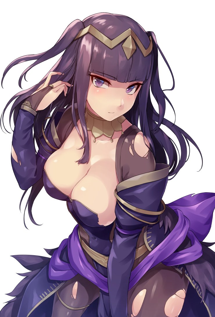 1girl bangle black_hair bodystocking bodysuit bracelet breasts bridal_gauntlets cape covered_navel dress fire_emblem fire_emblem:_kakusei fire_emblem_heroes jewelry looking_at_viewer shinon_(tokage_shuryou) simple_background skin_tight solo tharja tiara two_side_up wedding_dress white_background