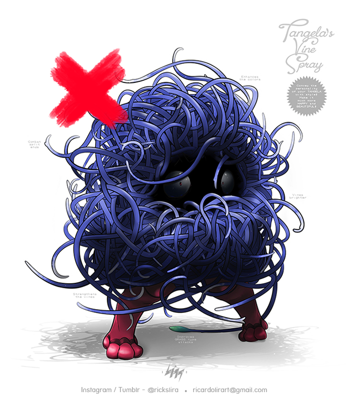 commentary creature english english_commentary full_body gen_1_pokemon pokemon pokemon_(creature) rickslira simple_background solo standing tangela tumblr_username white_background