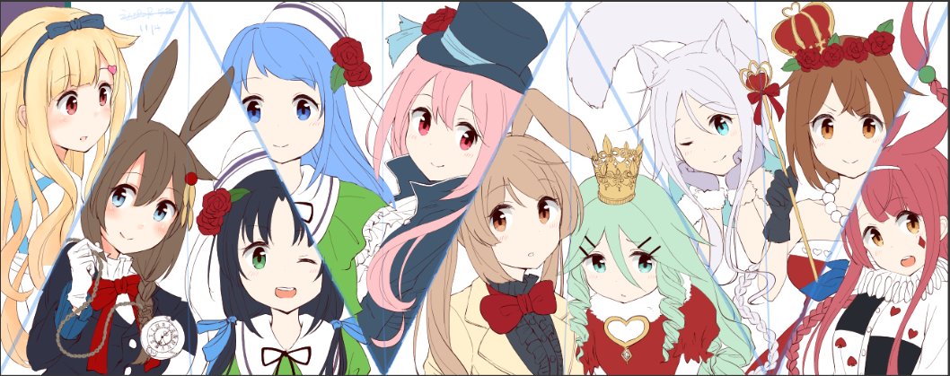 6+girls animal_ears aqua_eyes blonde_hair blue_eyes blue_hair brown_hair commentary_request crown green_eyes green_hair harusame_(kantai_collection) hat kantai_collection kawakaze_(kantai_collection) long_hair multiple_girls murasame_(kantai_collection) one_eye_closed orange_eyes pink_eyes pink_hair red_eyes samidare_(kantai_collection) shigure_(kantai_collection) shiratsuyu_(kantai_collection) smile suzukaze_(kantai_collection) tail umikaze_(kantai_collection) white_hair yamakaze_(kantai_collection) yamamura_umi yuudachi_(kantai_collection)