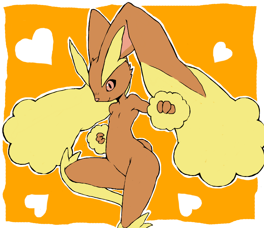 1girl animal_ears commentary_request full_body furry leg_up lopunny no_humans pink_eyes pokemon pokemon_(creature) rabbit_ears smile solo standing standing_on_one_leg tail