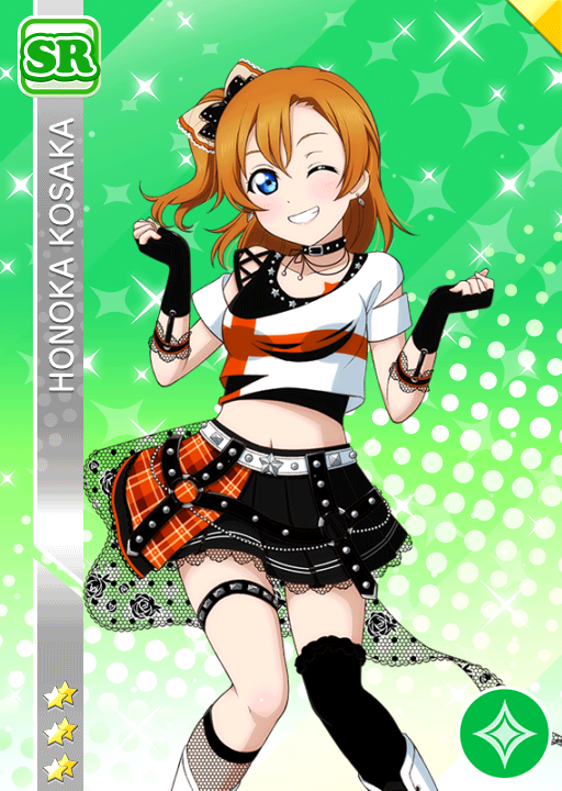 blue_eyes blush character_name dress kousaka_honoka love_live!_school_idol_festival love_live!_school_idol_project orange_hair short_hair side_ponytail skirt smile wink