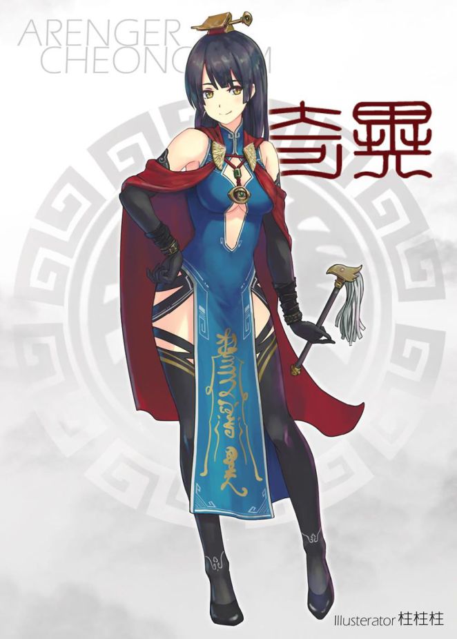 1girl artist_request avengers:_infinity_war black_hair cape china_dress chinese_clothes doctor_strange dress elbow_gloves genderswap genderswap_(mtf) gloves marvel mian_guan solo wand yellow_eyes