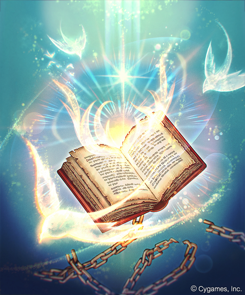 bird book chains company_name cygames glowing lens_flare light light_particles madogawa magic no_humans official_art open_book shadowverse sparkle underwater