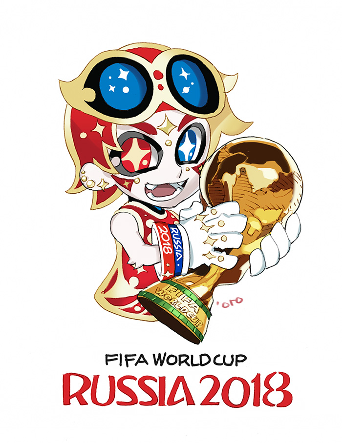 1girl 2018_fifa_world_cup daibajoujisan fifa_world_cup_trophy full_body logo soccer