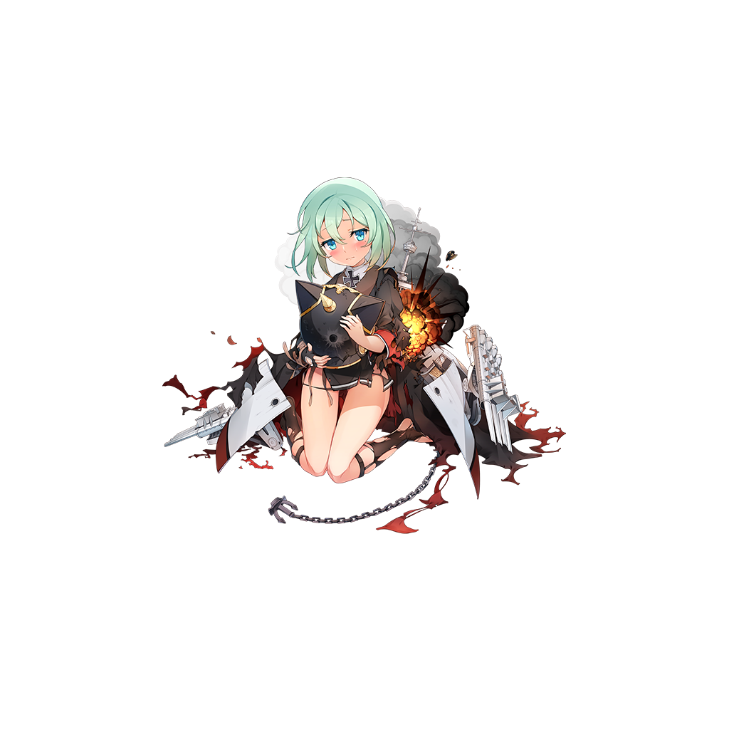 1girl artist_request blue_eyes blush bullet_hole explosion full_body green_hair hat holding holding_hat iron_cross kneeling looking_at_viewer military military_uniform no_shoes official_art remodel_(zhan_jian_shao_nyu) short_hair smoke solo torn_clothes torn_socks torpedo_tubes transparent_background uniform weapon z21_wilhelm_heidkamp_(zhan_jian_shao_nyu) zhan_jian_shao_nyu