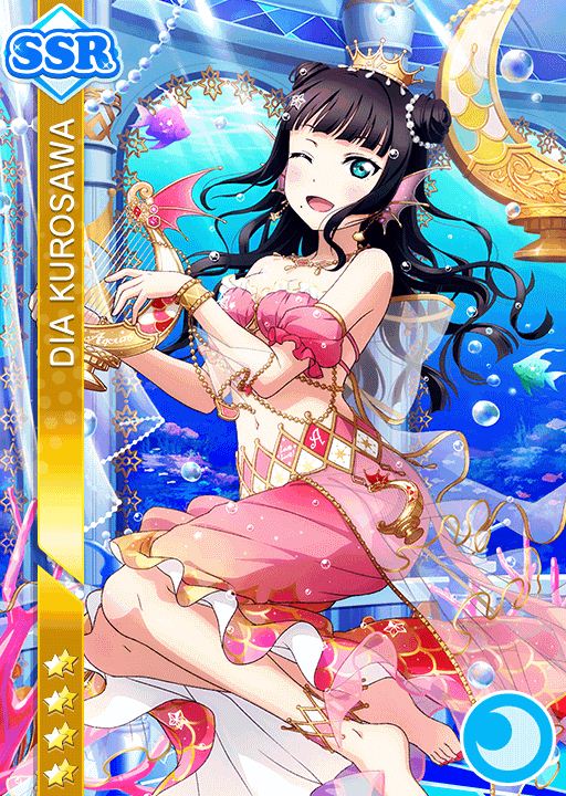 bikini black_hair blush character_name green_eyes kurosawa_dia long_hair love_live! love_live!_sunshine!! lyre mermaid smile underwater wink