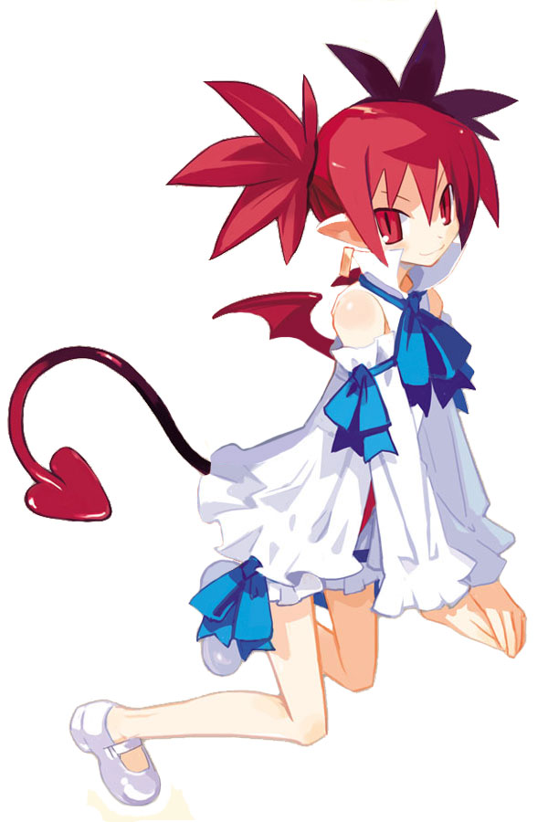 demon_girl demon_wings detached_sleeves disgaea etna flonne flonne_(cosplay) harada_takehito nippon_ichi pointy_ears red_eyes red_hair redhead solo tail wings