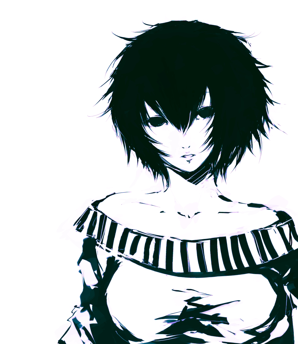 bare_shoulders high_contrast iori_yakatabako monochrome neon_genesis_evangelion no_lineart purple