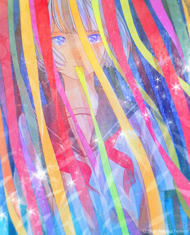 1girl 2012 close-up colorful crying crying_with_eyes_open dated english expressionless floating_hair kinako928 looking_at_viewer multicolored multicolored_eyes original sad sailor_collar school_uniform shadow short_hair solo_focus sparkle standing tagme tears text_focus upper_body