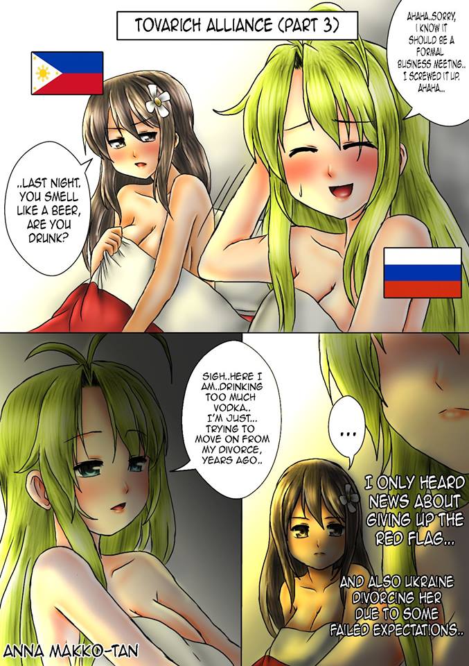 2girls annamakko-tan bangs bed blush eyebrows_visible_through_hair flower hair_flower hair_ornament long_hair looking_at_viewer multiple_girls open_mouth original philippine_flag real_life russian_flag smile